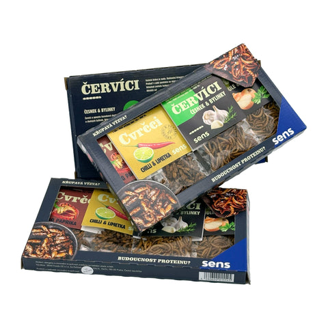Ochutnávkový set cvrčků a červíků v dárkovém balení
