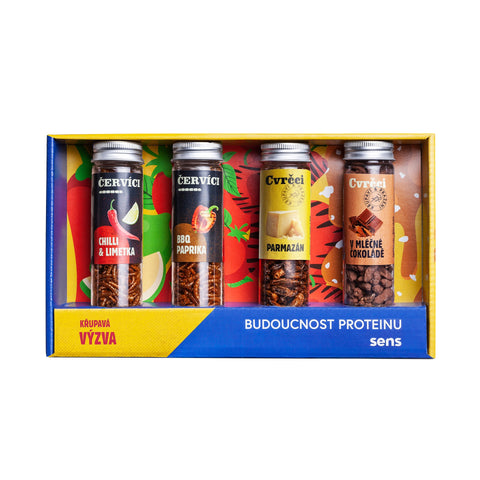 Výběr nejlepšího: cvrčci a červíci v dárkové krabičce